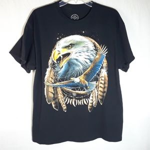 ODM black short sleeve t-shirt with eagle graphic